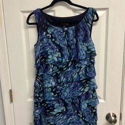 Layered, Blue Pattern Dress
