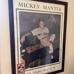 Signed #7 Mickey Mantle "The Mighty Mick of '56" poster photograph by Raymond Gallo COA   