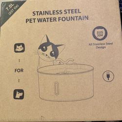 7L/1.85Gal/237oz Stainless Steel Cat Water Fountain, Automatic Pet Fountain Large Dog Water Dispense