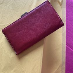 Red Genuine Leather Clutch Or Wallet