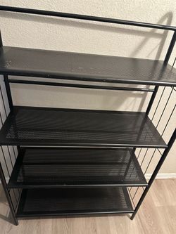 4 metal shelves