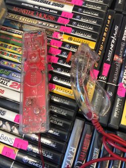Super cool clear and red Wii mote and nunchuck
