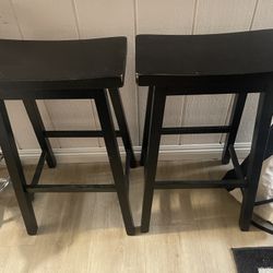 Set Of Two Bar Stool  (black/brown) More On The Black/wooden. 