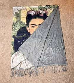 Frida Kahlo  Self Portait Animal Print Shawl Wrap/Scarf Thumbnail