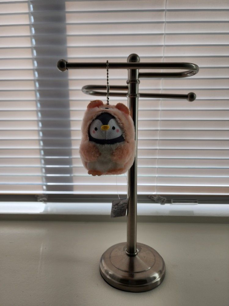 Penguin In Bear Outfit Plush Keychain