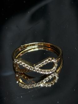 10K Real Gold Infinity Ring Size 8 – Diamond Accent | Solid Yellow Gold