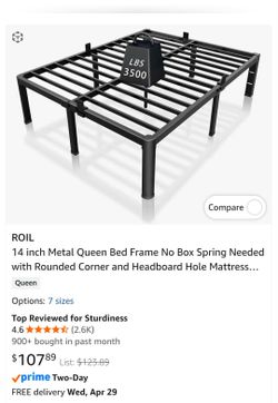 Queen bed frame 14 inch height