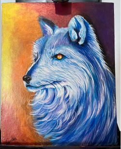 Original wolf painting. Acrylic on 8x10 canvas panel