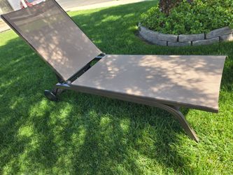 Patio Lounge Chair Chaise Adjustable Back Recliner Garden W/Wheel Brown