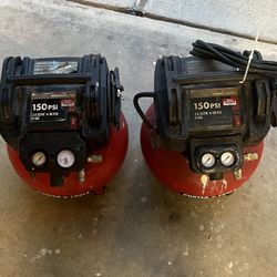 2 Porter Cable Compressor 150psi 6 Gal With Air Gun An Hoses 