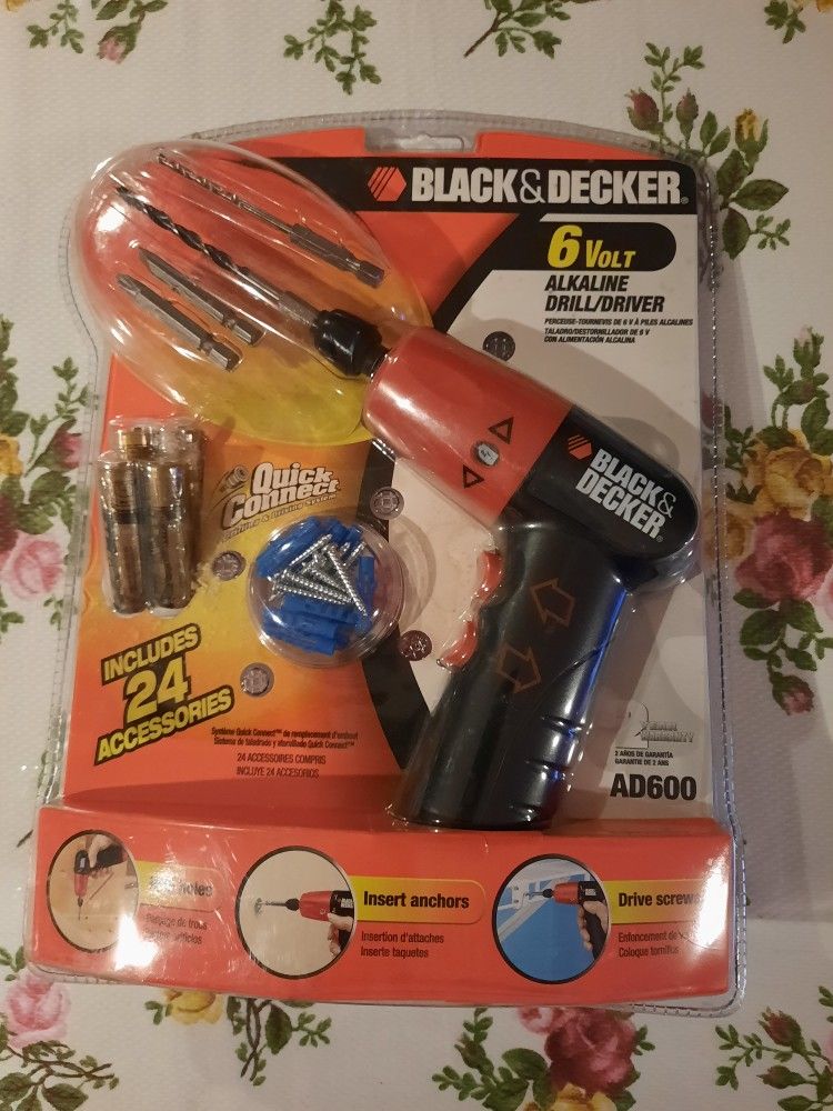 Black & Decker 6 Volt Drill/Driver & 24 Accesories.
Brand New & Sealed but the Batteries Leaked in The Package Not Affecting Product. See Pics.
$25 Ea