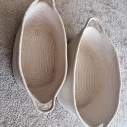 2 Woven Storage Baskets Made From Cotton Rope Washable Sturdy