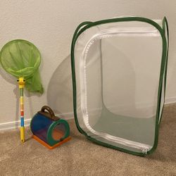 Butterfly net and cage plus mesh habitat 
