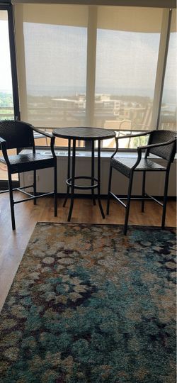 Outdoor bar height table and 2 chairs