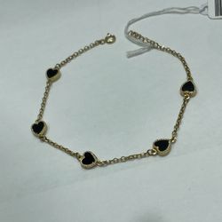 HEART BRACELET 14KT YELLOW GOLD, 7.5” LENGHT, 2.9 GRAMS 