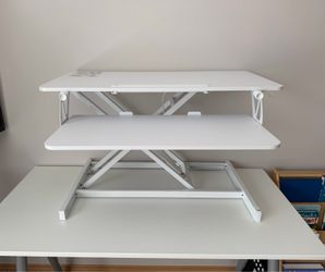 Standing Desk Converter/Sit Stand Desk Riser- White- Great Condition