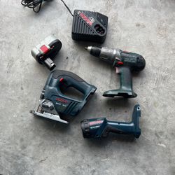 Bosch Tools Combo Kit (jigsaws /Hammer Drill /Flashlight /Charger And One Battery 
