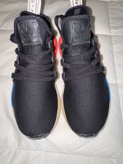 Adidas NMD Black Sneakers with Red and Blue Accents