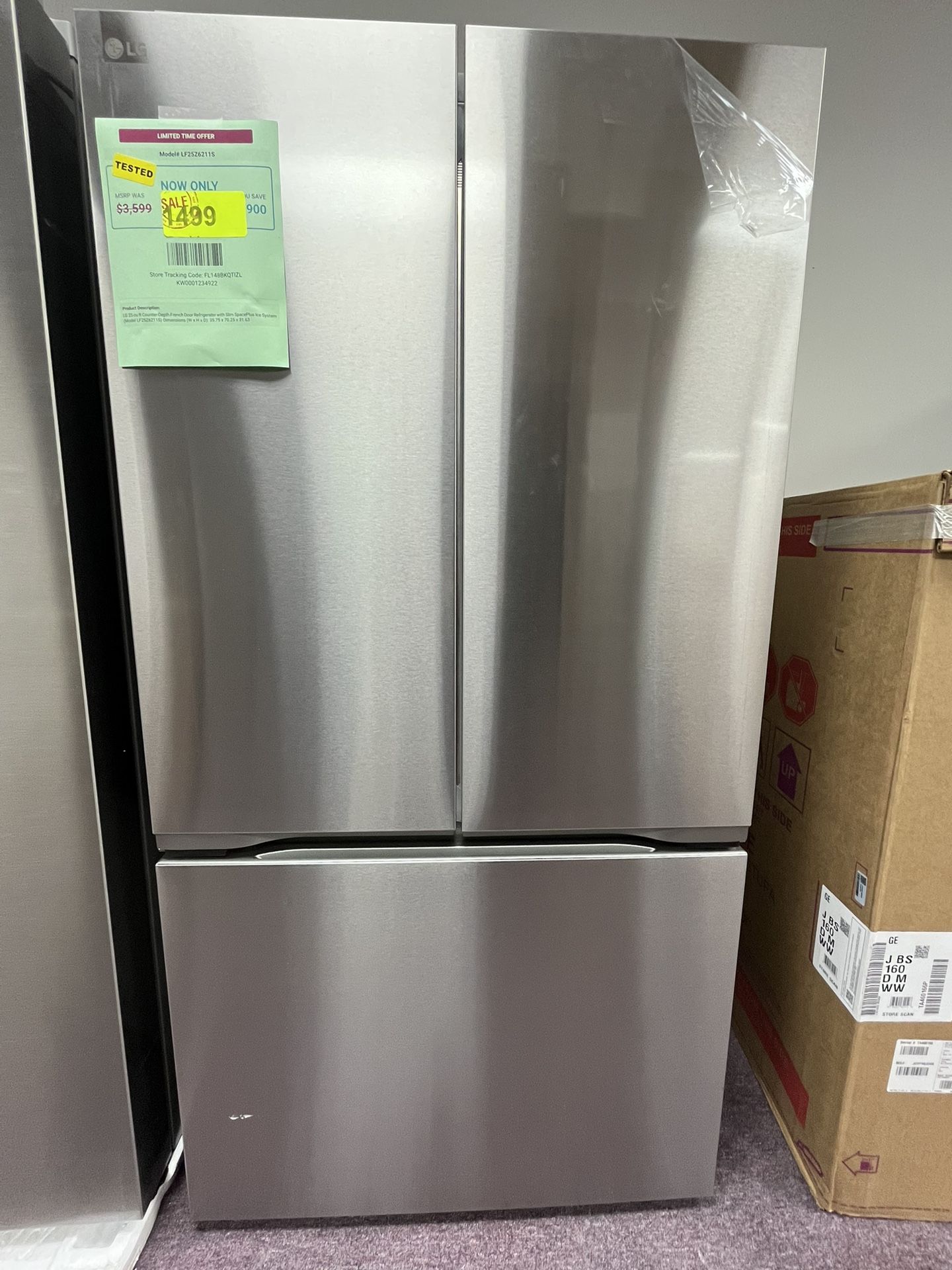 Black Friday Deal! Product Description: LG 25 cu ft Counter-Depth French Door Refrigerator with Slim SpacePlus Ice System (Model LF25Z6211S) Dimension