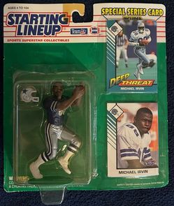 1993 Michael Irvin Starting Lineup Dallas Cowboys Sealed w/ 2 Cards Deep Threat