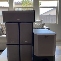 JVC Surround Sound System (Includes DVD receiver/4 speakers/ base speaker/ woofer) Model XV-THM55