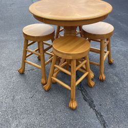 Bar/Pub Table And Stools, Solid Wood