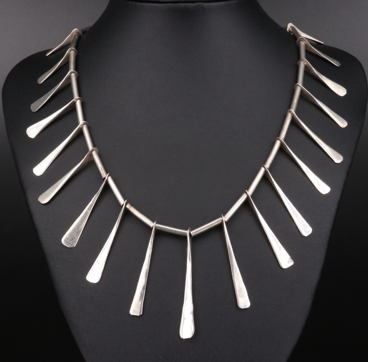 Vintage Mexican Sterling Silver Fringe Estate Necklace
