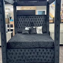 Black Canopy bed frame King and Queen sizes