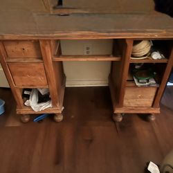 2 Twin Size Wooden Bed Frames + Desk – Best Offer, Must Pick Up