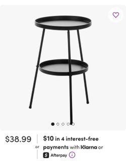 New Matte Black Metal Round Side Table - Modern 2-tier Design For Indoor Outdoor Living & Patio Use