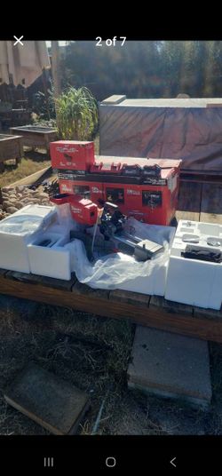 Milwaukee M18 'Fuel' 12" sliding  miter saw, belt sander, (2) 'H/O' batteries, dual rapid charger