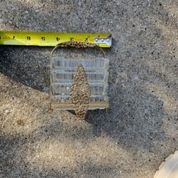 Brass Filigree Basket with 4 Crystal Appetizer Plates 1930s