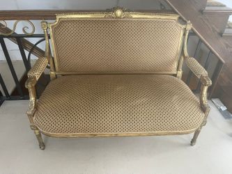 Antique 19th Century Antique French Louis XVI / Directoire Gilt Settee loveseat