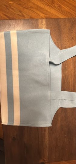 Light Blue Striped Knit Crop Top