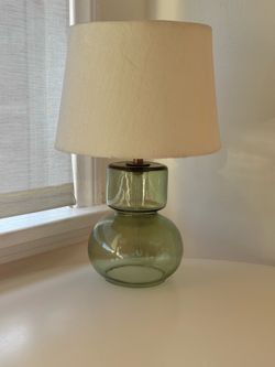 World Market  green glass table lamp