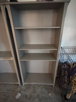 Gray Wood Bookcase with 4 Shelves