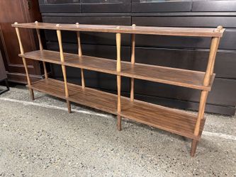 Vintage Mid-Century Modern Dark Walnut 3-Tier Low Book Shelf