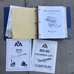 Vintage American Airlines MD-80 DC-9 Flight Training Manual Pilot Binder Lot