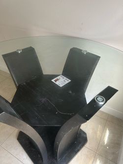 High table with 4 chairs blue suede