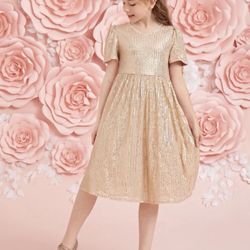 Girls Sequin Dress Size 10Y (NEW)