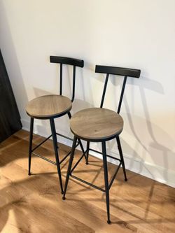 Set of 2 Bar Chairs, 26" Tall Counter Stools