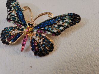 Brooch with Multicolor Rhinestones