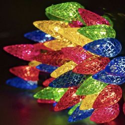 2 PCs C6 Battery Operated Christmas Lights, 50 LED 17ft Christmas String Lights with 8 Modes, Christmas Decorations for Indoor Outdoor Xmas Tree Weddi