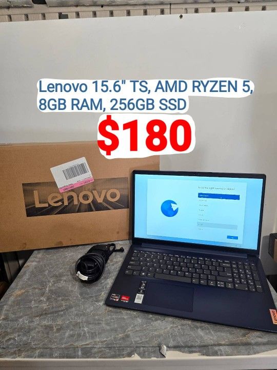 Lenovo Ideapad 1 Laptop, 15.6" FHD Touch Display, Ryzen 5 7520U, 8GB RAM, 256GB
SSD
