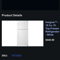 White 18cu. Ft Top-freezer Refrigerator 