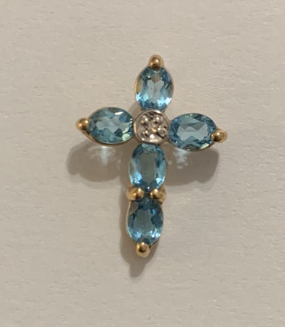 Blue Topaz Cross Pendant