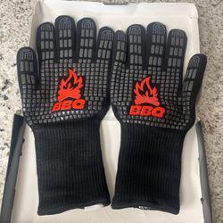 BBQ Grill Gloves 1472℉ Extreme Heat Resistant Grilling Gloves Non-Slip BBQ Oven