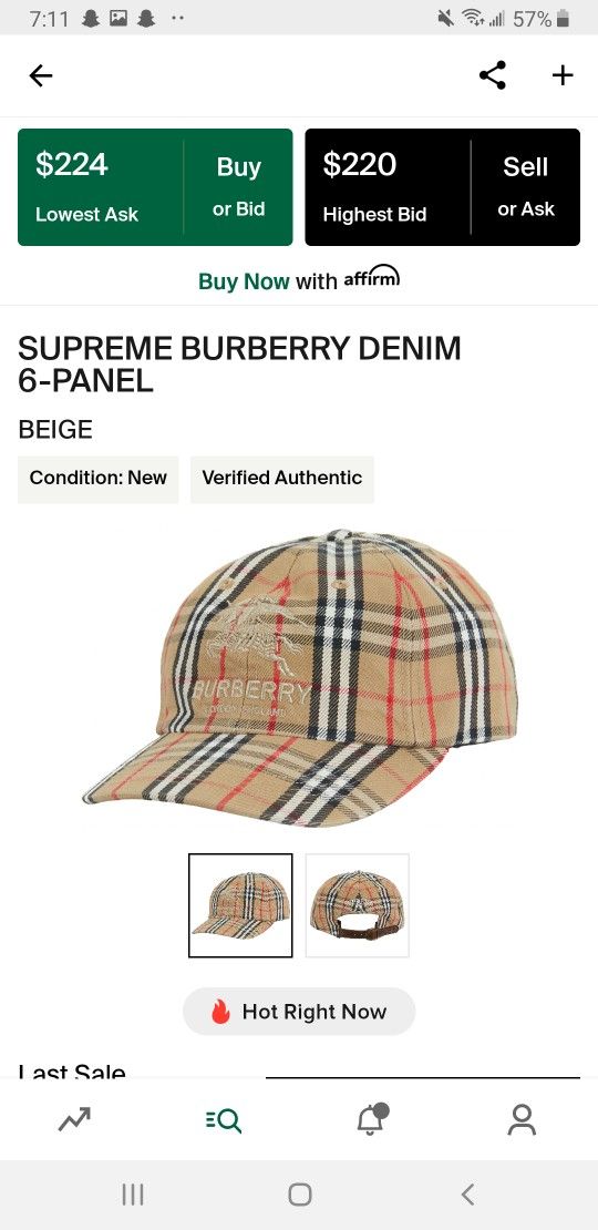 Supreme Burberry 6 Panel