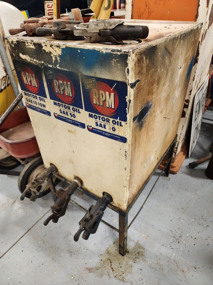 RPM Oil 3 Bin Dispenser Vintage Gas Station Garage Man Cave Petroliana