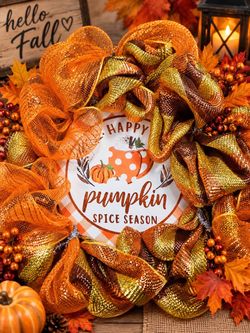 Happy Pumpkin Spice Season Fall Mesh Wreath